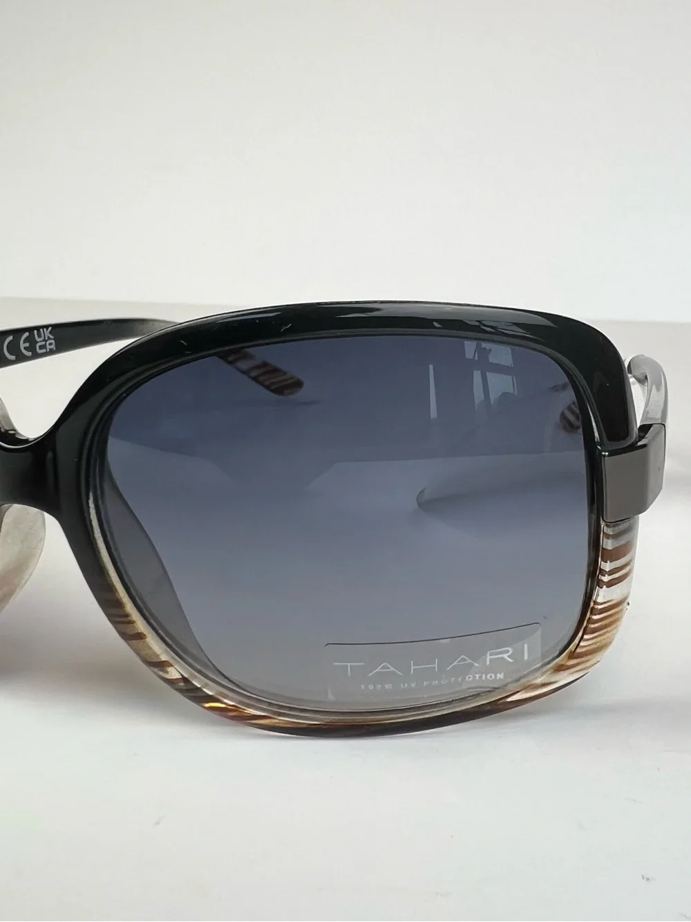 Tahari Sunglasses Two Tone Black Top Brown Clear Bottom TH124 Women's New w Tag